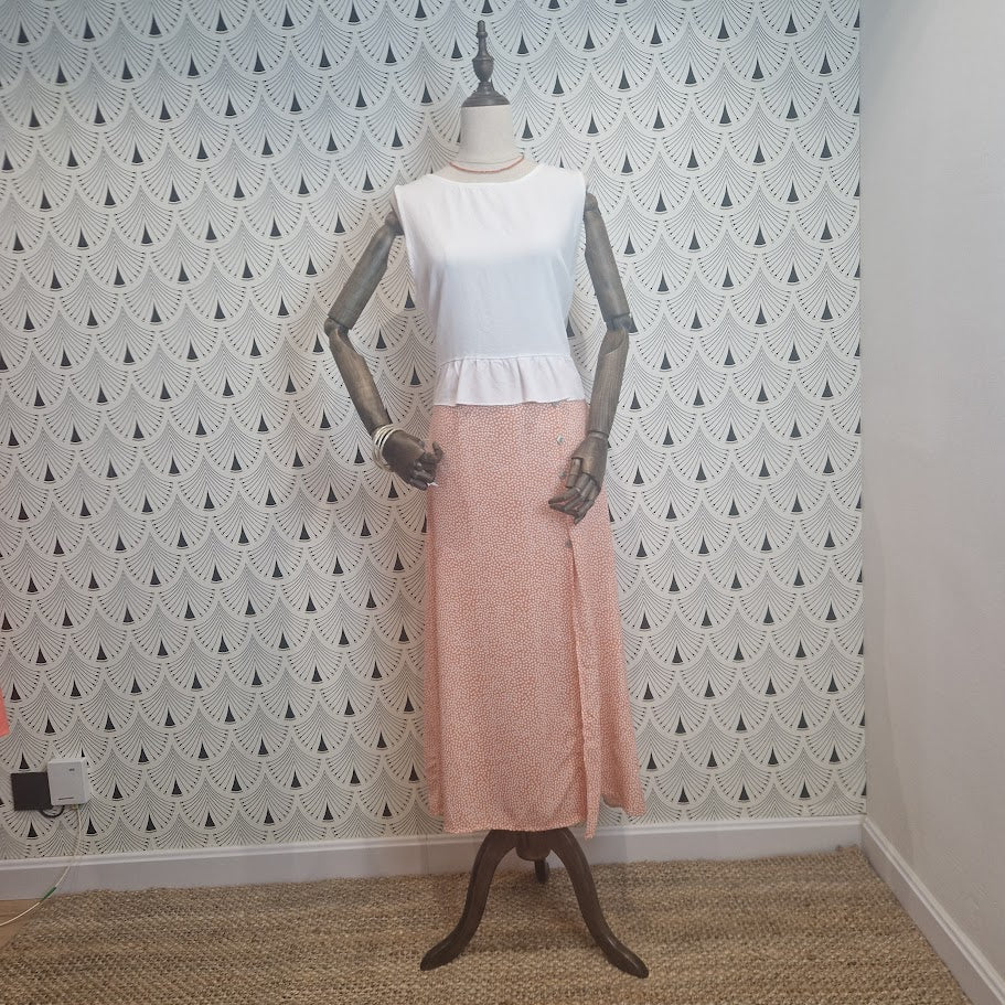 Falda Floral Mandarina