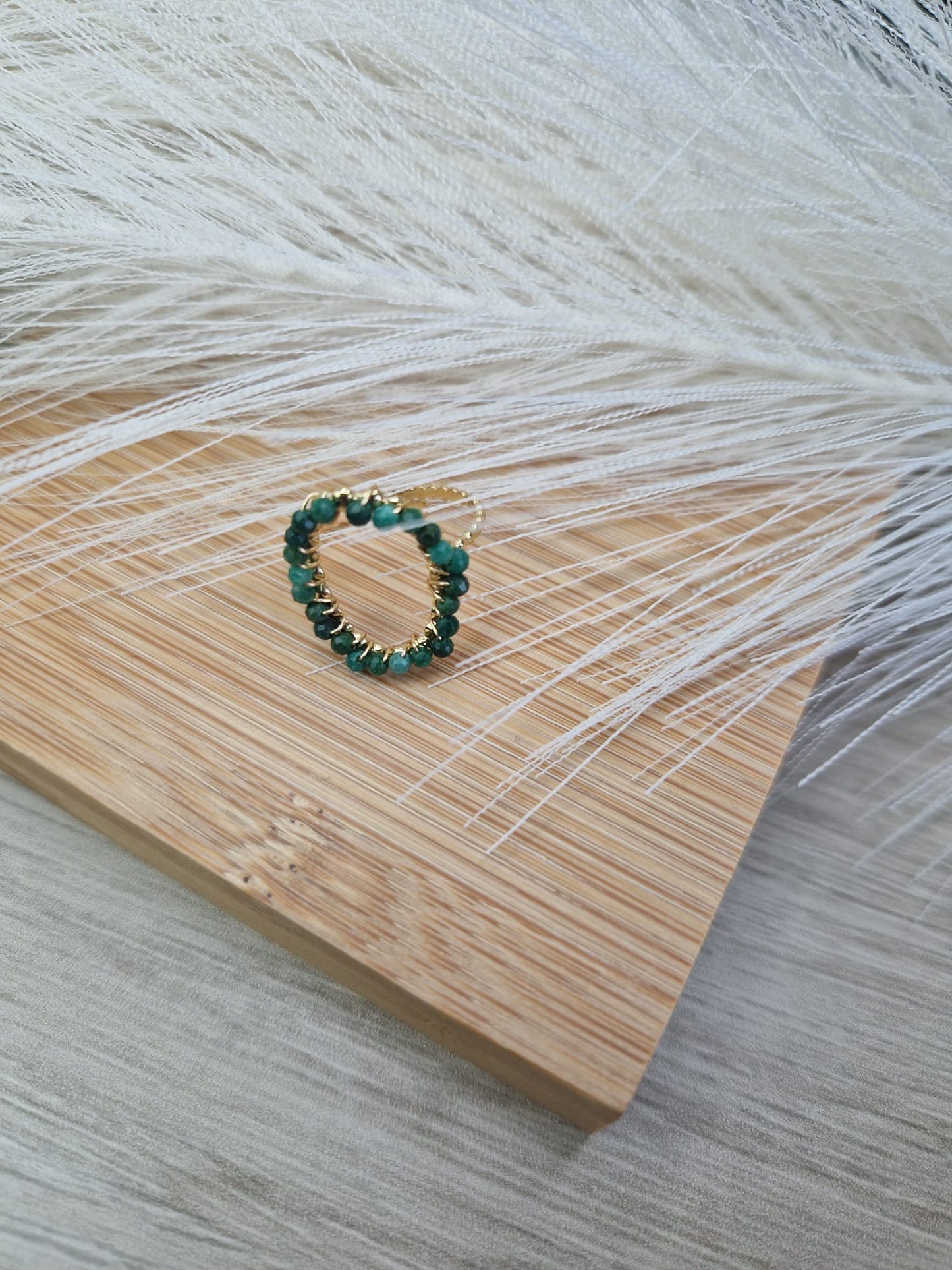 Anillo Perla de Luna Verde