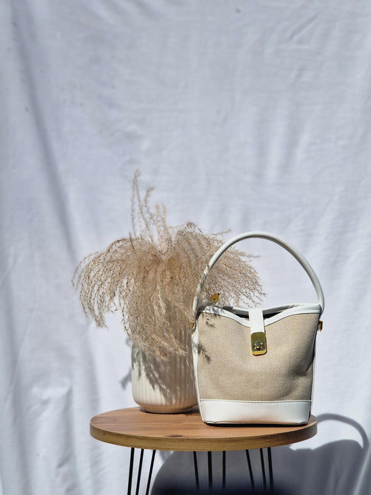 Bolso Tote Beige y Blanco