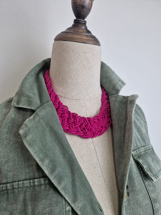 Collar Trenza Fucsia