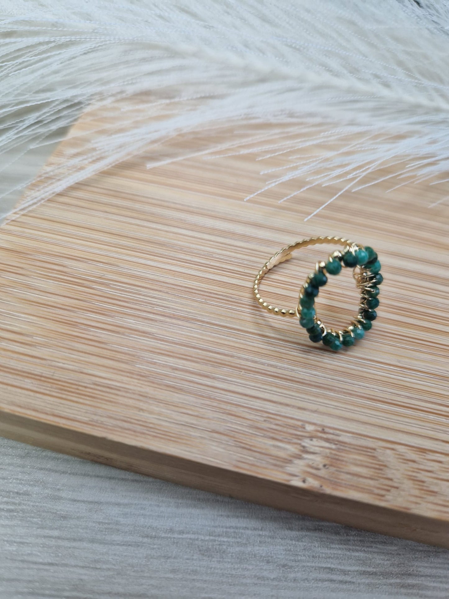 Anillo Perla de Luna Verde