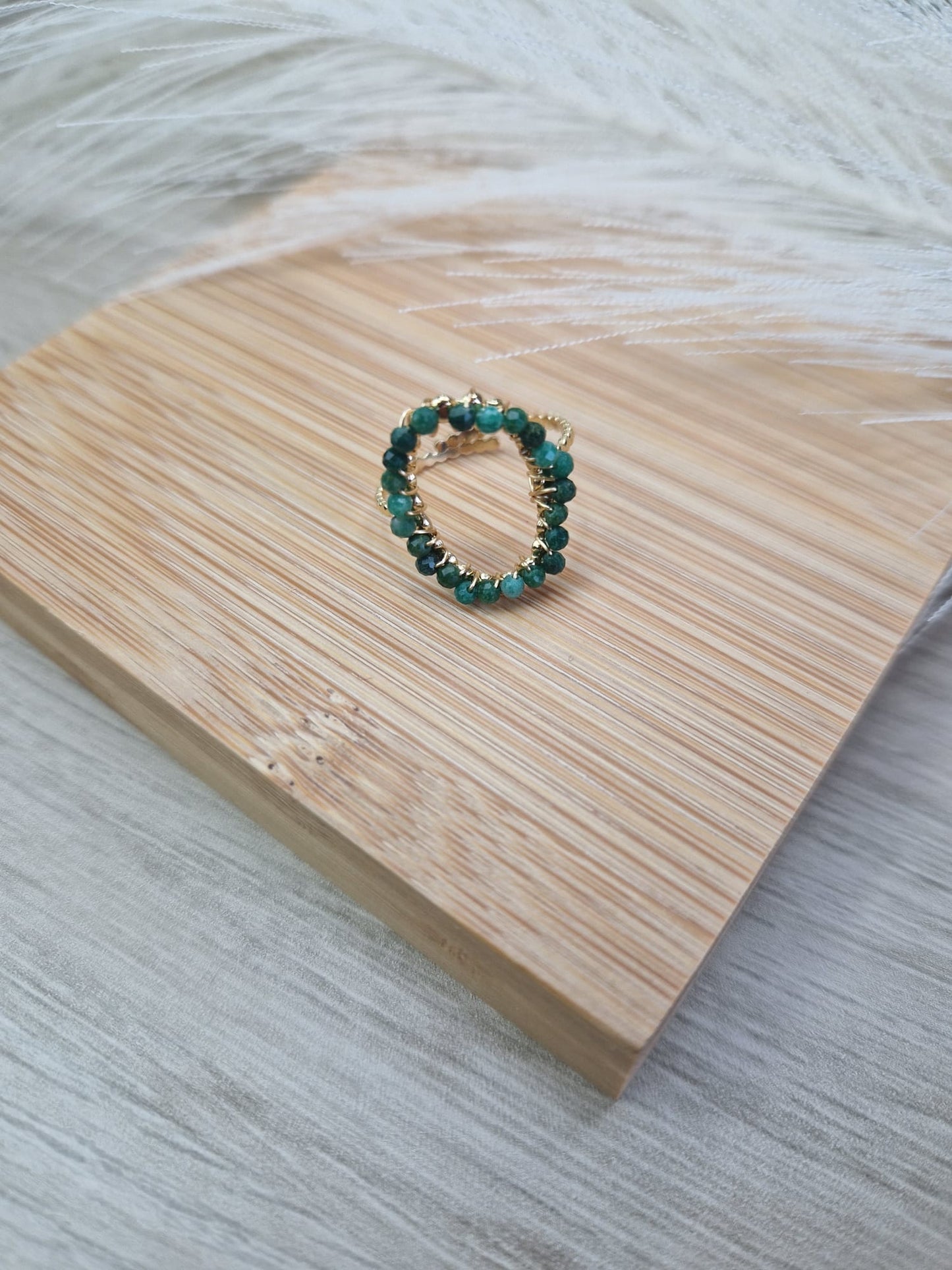 Anillo Perla de Luna Verde
